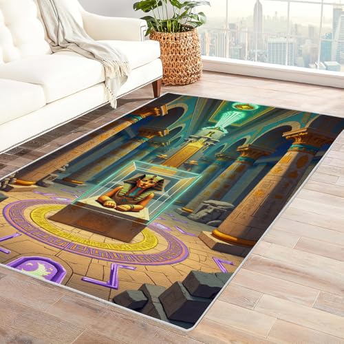 Zbeiba Teppich 60x90 cm, Statue eines altägyptischen Pharaos 3D Muster, Wohnzimmer Teppich,Weicher Kurzflor Teppiche für Schlafzimmer, Kinderzimmer, Flur, Antirutsch, Waschbarer,Heimdekoration Zbeiba Teppich 60x90 cm, Statue eines altägyptischen Pharaos 3D Muster, Wohnzimmer Teppich,Weicher Kurzflor Teppiche für Schlafzimmer, Kinderzimmer, Flur, Antirutsch, Waschbarer,Heimdekoration von Zbeiba