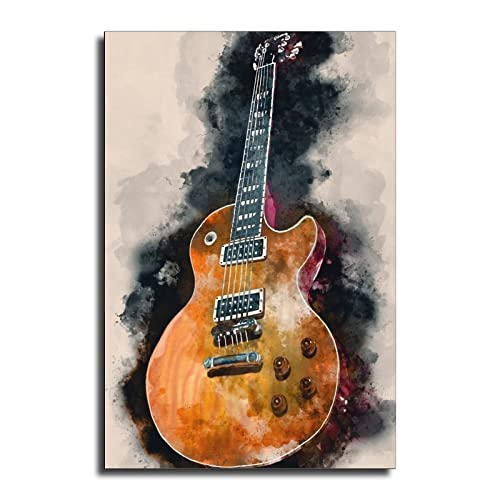 Zbin Vintage-Stil Gitarre Miusic Leinwand-Kunstdruck Poster Rock N Roll Musikinstrumente Malerei Bilder Konzerthaus Bar Home Wanddekoration Drucke 40,6 x 61 cm von Zbin
