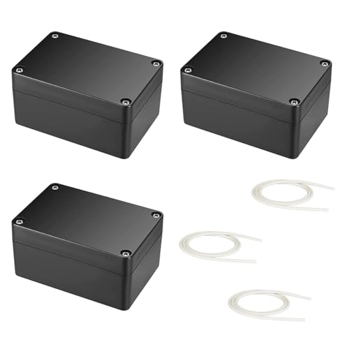 Abzweigdose Wasserdicht IP66, 3 Stück Verteilerdose Außen, Elektrozubehör Gehäuse Kunststoff, Schwarz Electronic Projekt Box, 100 x 68 x 50 mm von Zbozzba