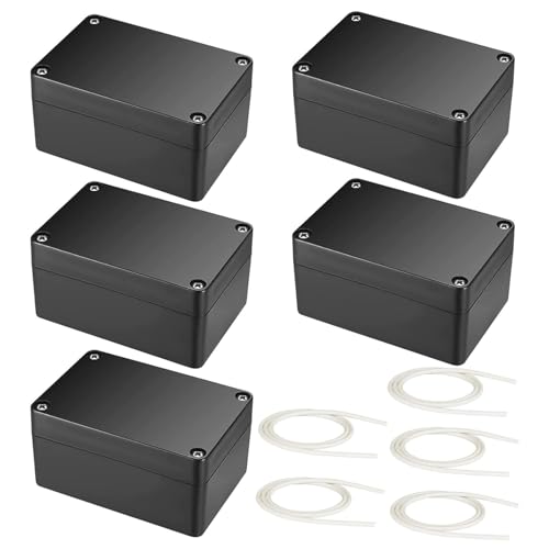 Abzweigdose Wasserdicht IP66, 5 Stück Verteilerdose Außen, Elektrozubehör Gehäuse Kunststoff,Schwarz Electronic Projekt Box, 58 x 83 x 34 mm von Zbozzba