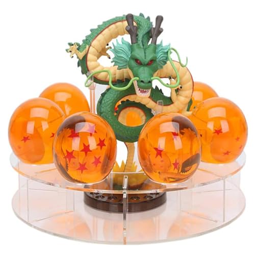 Zbsazlat Mysika Shenron Figur Shenlong Statue Set + 3,5 cm Kristallkugeln + Regal mit Geschenkbox für Business Halloween Weihnachten Urlaub und Geburtstag Heimdekoration von UMIKAkitchen