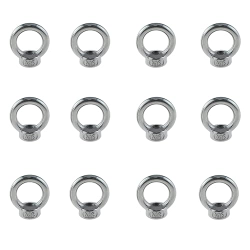 12 Stück Ringmutter M6, 304 Edelstahl, Hebegeräte Zubehör Seilmontage Hebezubehö,für Hubringmutter for Befestigen Sie hängende Ornamente, Blumentöpfe, Schaukelständer usw von Zbssny