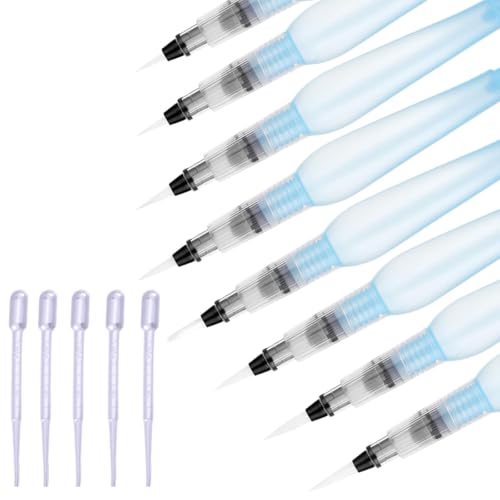 12 Stück Wassertankpinsel Stifte mit Wassertank Blaue Pinselstifte Aquarell Malerei Nachfüllbare Wasserstifte für Kinder Künstler Anfängermalerei von Zbssny