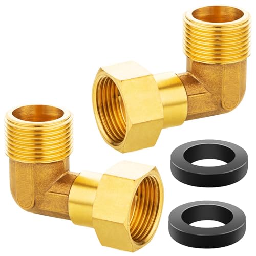 2 Stück Messing Beweglich Verschraubung G3/4 Zoll | DN20 Messing Winkel 90°, G3/4" IG/AG Verschraubung Winkelverschraubung mit Dichtung für Wasserinstallationen und Zentralheizungssysteme von Zbssny