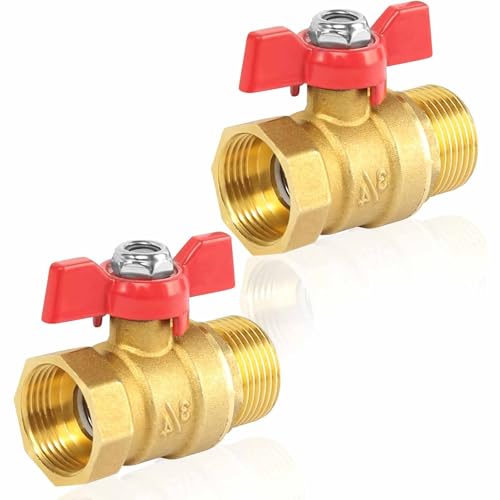 2 Stück Messing Kugelhahn 3/4 Zoll mit rotem Flügelgriff Absperrhahn 3/4 Zoll voller Durchgang IG/AG Wasserhahn für Heizung Garten von Zbssny