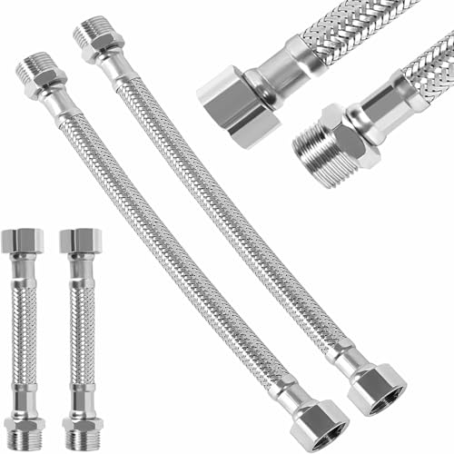 Flexibler Edelstahl-Verbindungsschlauch, 3/8 Zoll, 10-20 cm, Kink-resistent mit Dichtungsring, 4 Stück von Zbssny