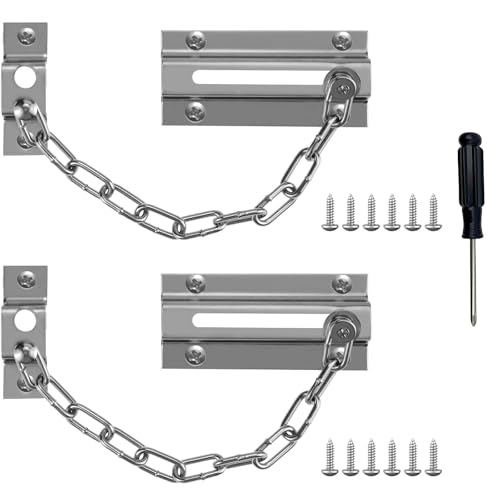 Tür-Sicherheitskettenschloss-Set, 15 cm Kettenlänge, 2 Stück mit Befestigungsschrauben und Schraubendreher von Zbssny