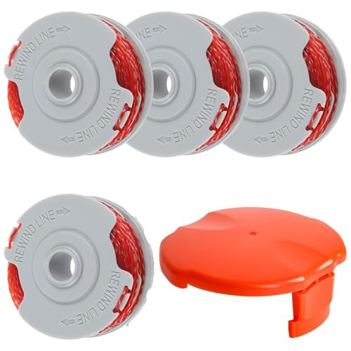 Zbssny Trimmerfaden Spule Ersatzset 4 Spulen mit Abdeckung 64mm x 25mm rot und grau von Zbssny