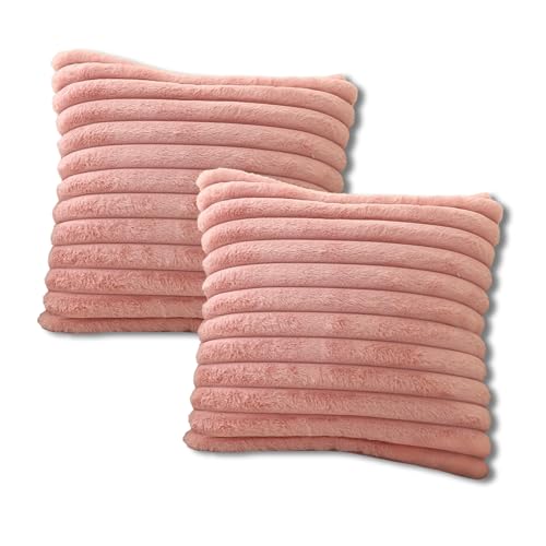 Zcbzbn 2 Pcs Rosa Streifen Plüsch Kissenbezüge 45x45cm, Dekorative Kissenbezüge für Wohn- und Schlafzimmer Zcbzbn 2 Pcs Rosa Streifen Plüsch Kissenbezüge 45x45cm, Dekorative Kissenbezüge für Wohn- und Schlafzimmer von Zcbzbn