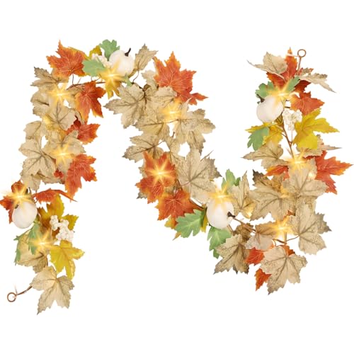 Herbstgirlande mit Lichtern, beleuchtete Herbstblätter-Girlande mit Kürbissen, batteriebetriebene Ahornblatt-Dekorationen für Zuhause, Thanksgiving, Halloween-Dekorationen, Kamin, Proch im Herbstgirlande mit Lichtern, beleuchtete Herbstblätter-Girlande mit Kürbissen, batteriebetriebene Ahornblatt-Dekorationen für Zuhause, Thanksgiving, Halloween-Dekorationen, Kamin, Proch im von Zcdl Lamp