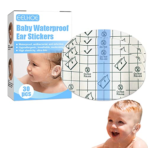 Zceplem Baby-Badewannen-Ohrabdeckung - Neugeborene wasserdichte Ohrenschützer transparente Folie,Gehörschutz für Neugeborene zum Schwimmen und Duschen, unsichtbare Fußaufkleber, 30 Stück von Zceplem