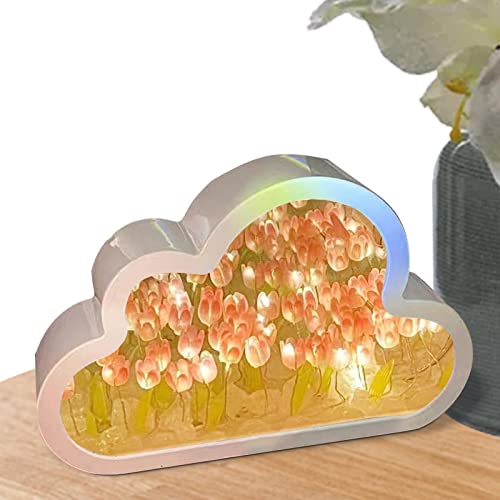 Zceplem Blumen-Nachtlicht - Wolkentulpenlampe,LED-Wohnzimmer-Nachttisch-Desktop-Ornamente, LED-Tulpen-Tischlampe, Nachttischlampe für Paare, Freunde, Kinder von Zceplem