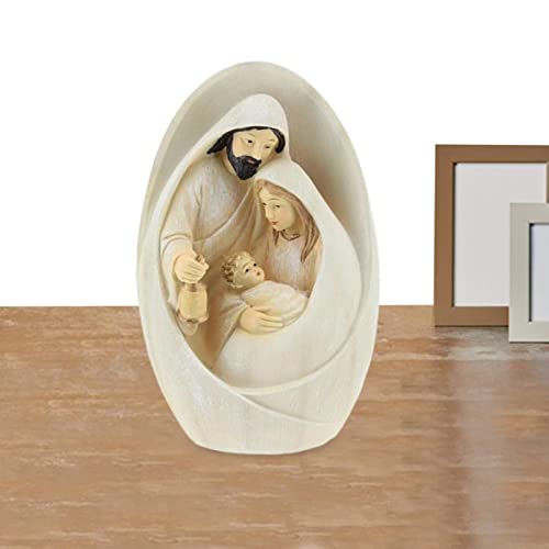 Zceplem Heilige Familie Figur - Geformter Stil mit Joseph, Mary Hold Baby Jesus - Christliche Statue Krippe Handwerk Inspiration Geschenkkollektion Tischplatte Stehfigur Dekoration von Zceplem