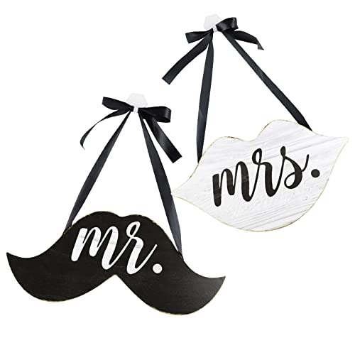 Zceplem Holz Mr. Mrs. Chair Banner - Stuhlschilder für Braut und Bräutigam zur Hochzeit - Holz-Stuhl-Dekor für Wand-Foto-Requisiten, rustikale Hochzeitsdekoration, Jubiläums-Hochzeits-Dusche-Geschenk von Zceplem