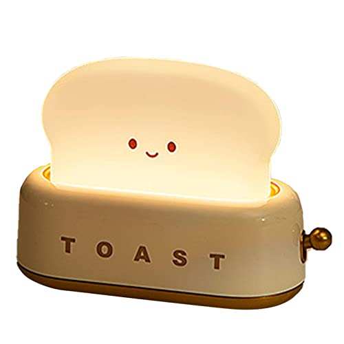 Zceplem LED Brotlampe Nachtlicht - Wiederaufladbares Cartoon-Toaster-LED-Nachtlicht | Beleuchtung Einstellbare Auto-Off-Nachttischlampe für Schreibtisch, Schlafzimmer, Wohnzimmer, niedliche von Zceplem