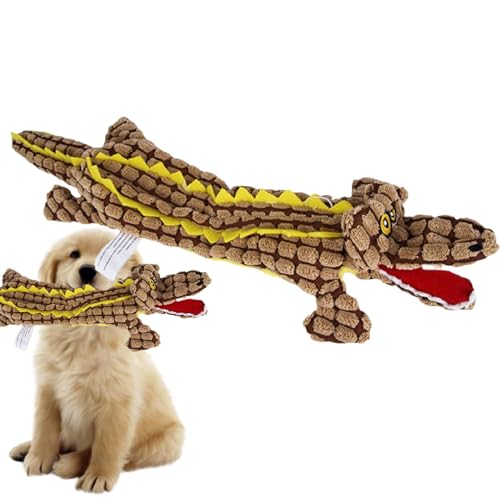 Zceplem Quietschendes Hundespielzeug aus Plüsch, unzerstörbar, robust, Krokodil-Quietsch-Plüsch, interaktives weiches Spielzeug, Langeweile, Entlastung von Schrei, Krokodil-Quietschspielzeug für von Zceplem