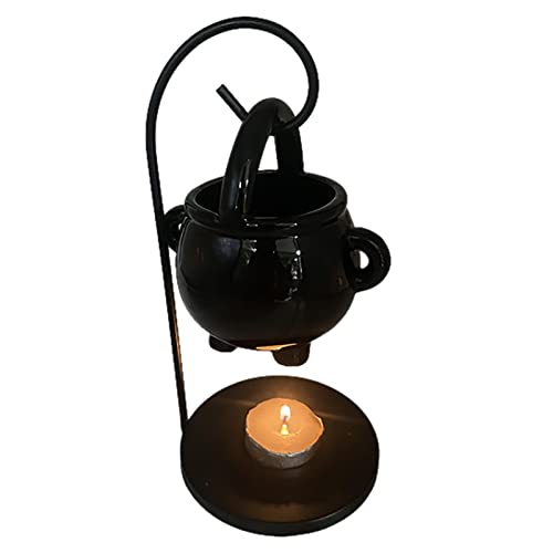 Zceplem Wachsbrenner zum Aufhängen, Kessel, Halloween-Ornamente, Wachsbrenner, Hexen, Hexerei, Zuhause, Yoga, Raum, Meditation, Dekoration, schwarzes Aroma-Diffusor-Kerzen-Teelicht von Zceplem