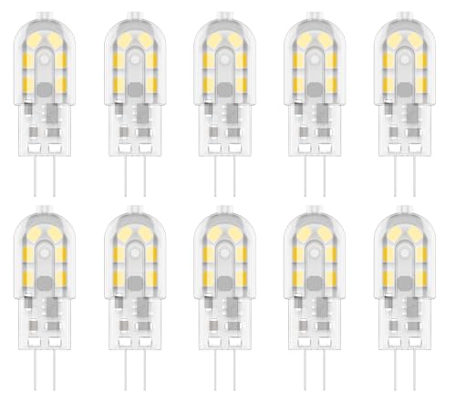 Zcexhph G4 LED Lampen,2W Leuchtmittel,Warmweiß 3500K,12 SMD 2835,200LM LED Birne Ersatz 20W,Nicht Dimmbar,Kein Flackern,AC/DC12V 10er Pack von Zcexhph