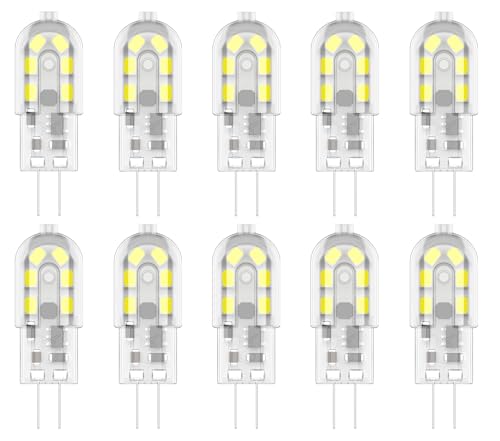 Zcexhph G4 LED Birne,2W Leuchtmittel Ersetzt für 20W,Kaltweiß 6500K LED Lampen,12 SMD 2835,Bi-Pin-Sockel,Nicht Dimmbar,AC/DC12V 10er Pack von Zcexhph