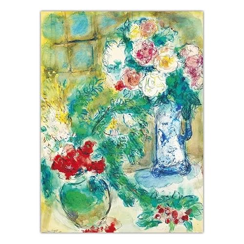 Zchdk Yhdesh Marc Chagall Blumen-Poster, abstrakte Wandkunst, Marc Chagall-Drucke, Vintage-Leinwandgemälde für Moderne Heimdekoration, Wandbild, 40 x 60 cm, ohne Rahmen von Zchdk Yhdesh