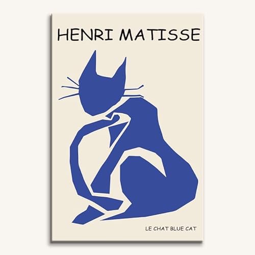 Zchdk Yhdesh Matisse The Cat Poster mit blauer Katze, abstrakte Wandkunst, Tier-Leinwand, Malerei, Matisse, Ausstellung, Kunstdrucke für Heimdekoration, Bilder, 40 x 60 cm x 1, ohne Rahmen von Zchdk Yhdesh