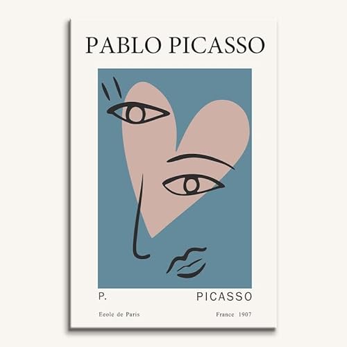 Zchdk Yhdesh Pablo Picasso Poster, abstrakte Kunst, minimalistisches Leinwandgemälde, Pablo Picasso, Wandkunst, Linienkunstdrucke für Heimdekoration, Bilder, 40 x 60 x 1, ohne Rahmen von Zchdk Yhdesh