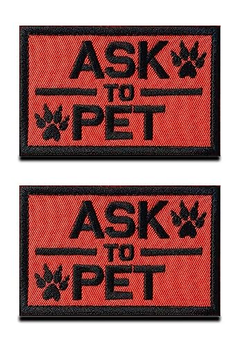 2 St. Taktisch Fun Fragen Sie nach Haustieren"Ask to Pet" Bestickter Gestickt Abzeichen Emblem Diensthund Taktisch Patch für Mittelgroße und Große Hunde Weste Harness Kleidung von Zcketo