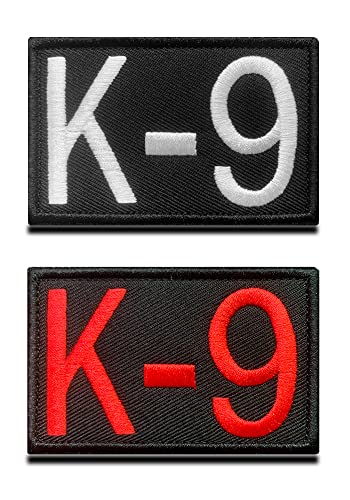 2 Stück Militär K9 Hund Polizei Hund Armee Hund Diensthund Haken und Schlaufe voll gestickte Tags Emblem Taktische K9 Patches zur Befestigung an Hundehalsband, Weste, Geschirr Kleidung von Zcketo