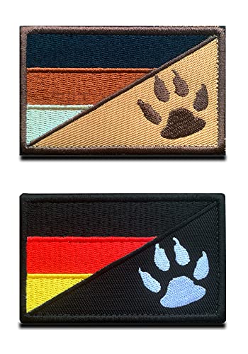 2 Stück Taktische Deutschland Flagge mit Hunde-Tracker, Hundepfote, Armee Hunde, Polizei Hunde, Patriot Hunde, Hund Verschluss Service Hund Patch für Hundegeschirr Weste von Zcketo