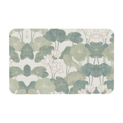 Black Lily Pads Printing Kieselgur Matte 50 x 80 cm bequeme Bodenmatte für die Dusche, rutschfeste Kieselgur Matte von Zcmkjlg