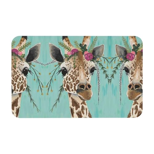 Kieselgur-Matte, Giraffe mit Blumendruck, 50 x 80 cm, bequeme Bodenmatte für Dusche, rutschfeste Kieselgur Kieselgur-Matte, Giraffe mit Blumendruck, 50 x 80 cm, bequeme Bodenmatte für Dusche, rutschfeste Kieselgur von Zcmkjlg