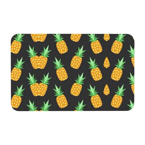 Kieselgur Matte mit gelbem Ananas-Druck, 50 x 80 cm, bequeme Bodenmatte für Dusche, rutschfeste Kieselgur von Zcmkjlg