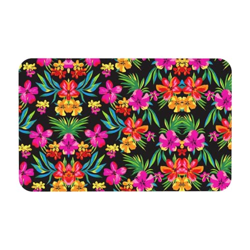 Kieselgur mit Hawaii-Blumendruck, 50 x 80 cm, bequeme Bodenmatte für Dusche, rutschfeste Kieselgur von Zcmkjlg
