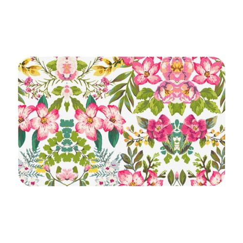 Kieselgur mit Hibiskusblumen-Druck, 50 x 80 cm, bequeme Bodenmatte für Dusche, rutschfeste Kieselgur von Zcmkjlg