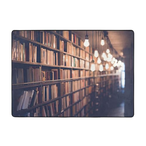 Zcmkjlg Bücherregal mit Bücherdruck, Flanell-Teppich, 203 x 147 cm, weicher, rutschfester Teppich, Wohnzimmermatte, große weiche Couchtischmatte Zcmkjlg Bücherregal mit Bücherdruck, Flanell-Teppich, 203 x 147 cm, weicher, rutschfester Teppich, Wohnzimmermatte, große weiche Couchtischmatte von Zcmkjlg