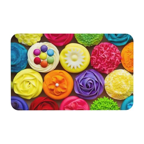 Zcmkjlg Bunte Cupcake-Regenbogen-Blumen-Kuchen-Druck, 50 x 80 cm, bequeme Bodenmatte für die Dusche, rutschfeste Kieselgur Matte Zcmkjlg Bunte Cupcake-Regenbogen-Blumen-Kuchen-Druck, 50 x 80 cm, bequeme Bodenmatte für die Dusche, rutschfeste Kieselgur Matte von Zcmkjlg