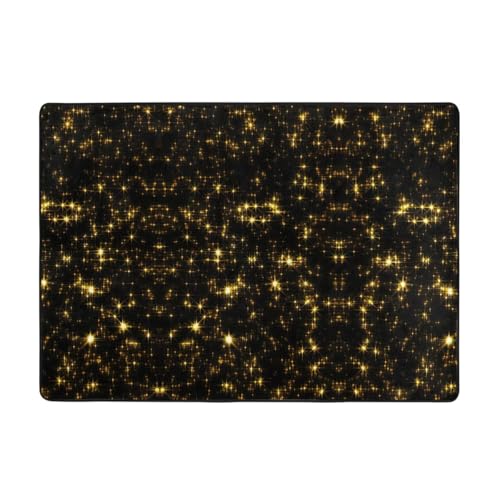 Zcmkjlg Flanell-Teppich, 203 x 147 cm, weicher, rutschfester Teppich, Wohnzimmermatte, groß, weich, Couchtischmatte, goldfarben / schwarz von Zcmkjlg