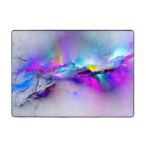Zcmkjlg Flanell-Teppich, Motiv: Nordlichter, Malerei, 203 x 147 cm, weicher, rutschfester Teppich, Wohnzimmermatte, groß, weiche Couchtischmatte von Zcmkjlg