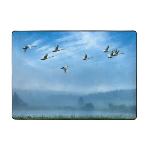 Zcmkjlg Flanell-Teppich, Motiv: Vögel fliegen über Himmel, 203 x 147 cm, weicher, rutschfester Teppich, Wohnzimmermatte, große weiche Couchtischmatte von Zcmkjlg