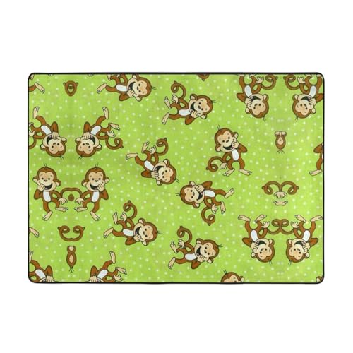 Zcmkjlg Flanell-Teppich, Motiv: grüner Affe, 203 x 147 cm, weicher, rutschfester Teppich, Wohnzimmermatte, groß, weiche Couchtischmatte von Zcmkjlg