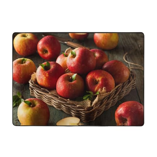 Zcmkjlg Flanell-Teppich, Motiv: rote Früchte in einem Korb, 203 x 147 cm, weicher, rutschfester Teppich, Wohnzimmermatte, große weiche Couchtischmatte von Zcmkjlg