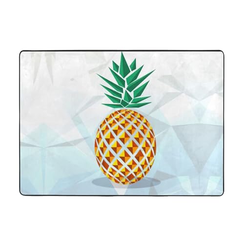 Zcmkjlg Flanell-Teppich mit Ananas-Motiv, geometrischer Druck, 203 x 147 cm, weicher, rutschfester Teppich, Wohnzimmermatte, große weiche Couchtischmatte von Zcmkjlg