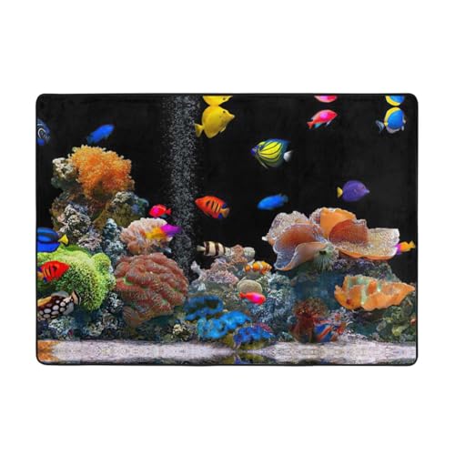 Zcmkjlg Flanell-Teppich mit Aquarium-Druck, 203 x 147 cm, weicher, rutschfester Teppich, Wohnzimmermatte, große weiche Couchtischmatte von Zcmkjlg