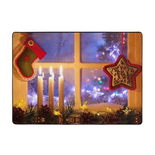 Zcmkjlg Flanell-Teppich mit Aufschrift "Merry Christmas", 203 x 147 cm, weicher, rutschfester Teppich, Wohnzimmermatte, große weiche Couchtischmatte von Zcmkjlg