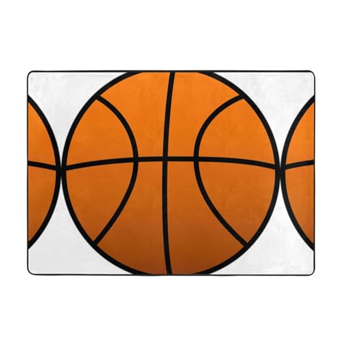 Zcmkjlg Flanell-Teppich mit Basketball-Druck, 203 x 147 cm, weicher, rutschfester Teppich, Wohnzimmermatte, große weiche Couchtischmatte von Zcmkjlg