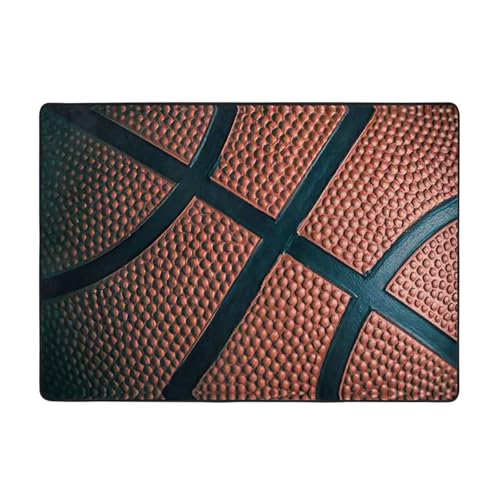 Zcmkjlg Flanell-Teppich mit Basketball-Sportdruck, 203 x 147 cm, weicher, rutschfester Teppich, Wohnzimmermatte, große weiche Couchtischmatte von Zcmkjlg