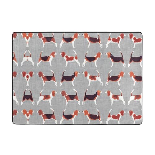 Zcmkjlg Flanell-Teppich mit Beagle-Muster, 203 x 147 cm, weicher, rutschfester Teppich, Wohnzimmermatte, große weiche Couchtischmatte von Zcmkjlg