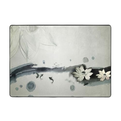 Zcmkjlg Flanell-Teppich mit Blumen-Schmetterling-Motiv, 203 x 147 cm, weicher, rutschfester Teppich, Wohnzimmermatte, groß, weiche Couchtischmatte von Zcmkjlg