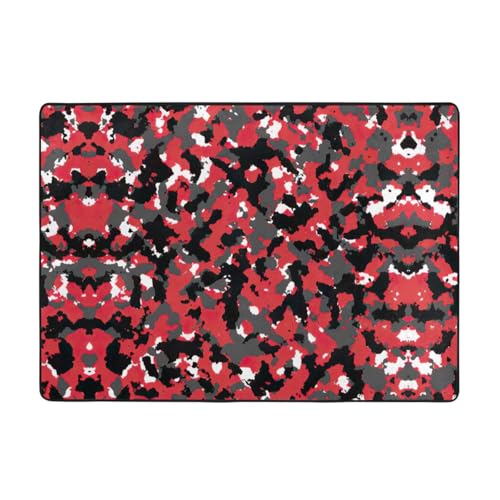 Zcmkjlg Flanell-Teppich mit Camouflage-Muster, 203 x 147 cm, weicher, rutschfester Teppich, Wohnzimmermatte, große weiche Couchtischmatte von Zcmkjlg