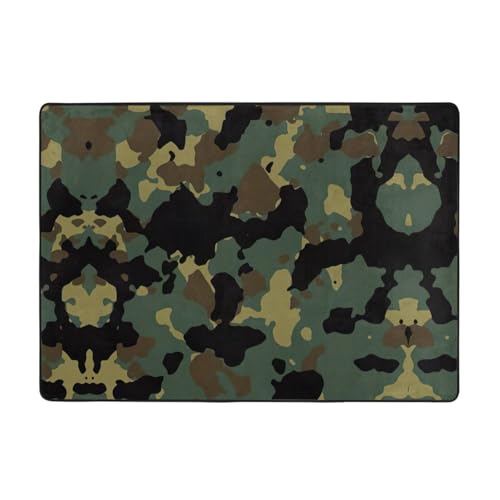 Zcmkjlg Flanell-Teppich mit Camouflage-Muster, 203 x 147 cm, weicher, rutschfester Teppich, Wohnzimmermatte, große weiche Couchtischmatte von Zcmkjlg